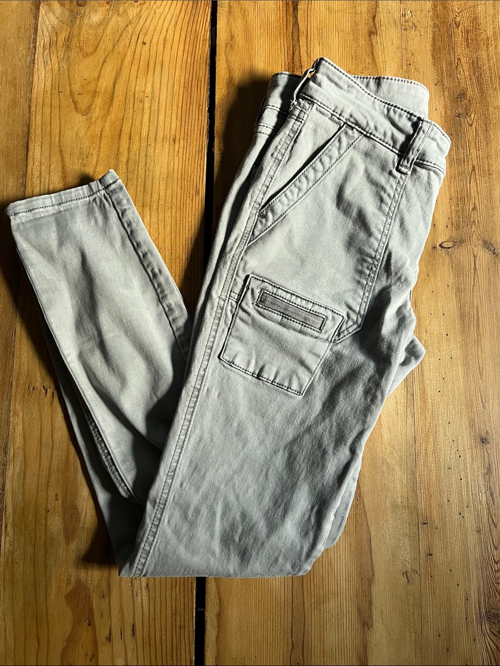 HEI HEI 25 Skinny Twill Pants Gray Utility Pockets